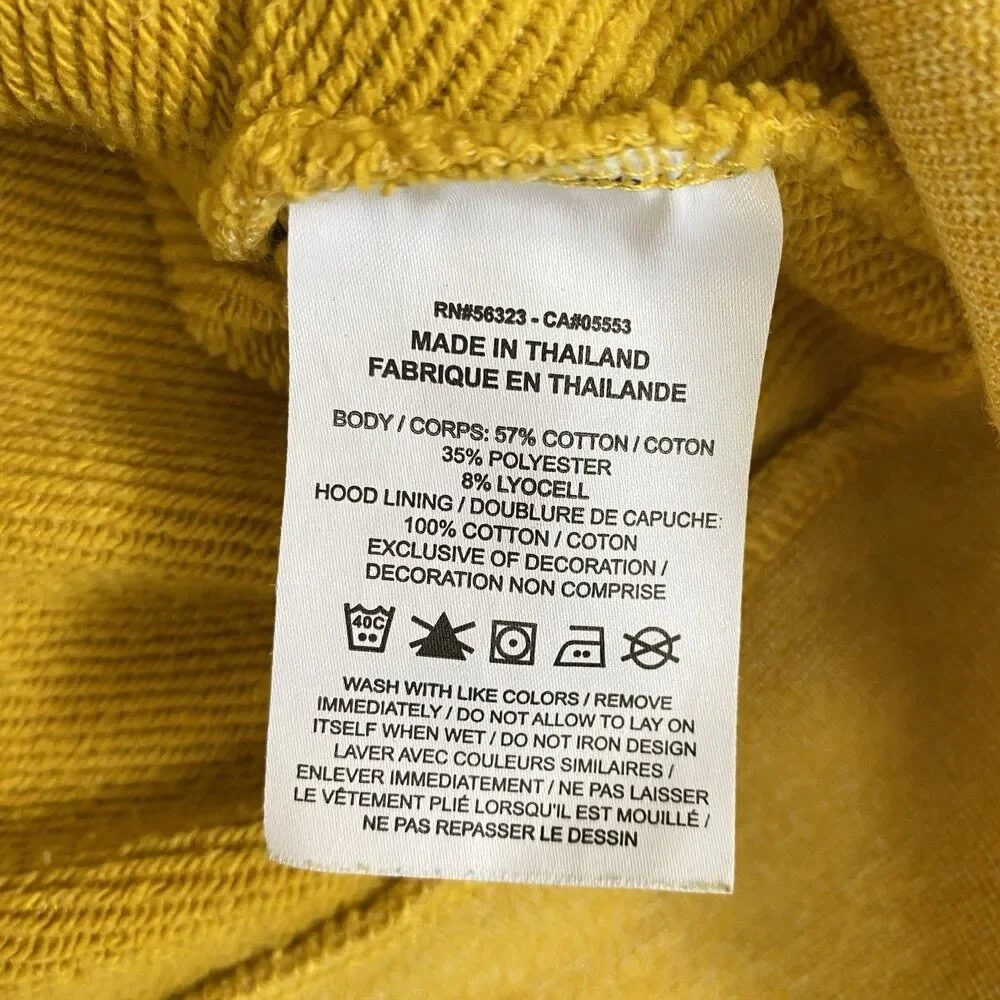 Nike Sportswear Men's Hoodie Sweatshirt Yellow Fleece Terry Cloth Lined Size L